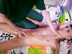 Skinny Twink Magic C Giving Intense Oil Handjob to Cute Twink Andres Zp