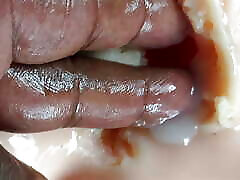 Black cock guy drilling real tantaly ali weats doll pussy and ass close up - big load Cumshot - sexy toy masturbation