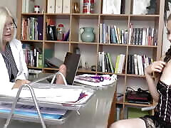 Doctor examines patient deep into her holes