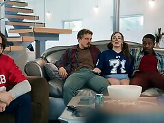 Interracial MMF threesome with chubby slut Leana Lovings. HD