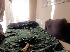 The stepsister came in a loose sweater and pegged her stepbrother with a strapon until he shot his cum