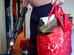 Vacuum Cleaning in Blue Fine Pantyhose Vacuum Cleaning in Blue Fine Pantyhose