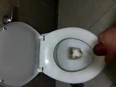 huge cumshot at public toilet