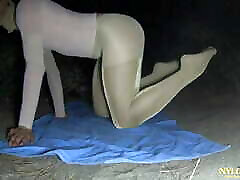 shinny pantyhose in darkness forest