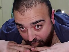 Hairy Bear Fucks My Mouth and Gives Me His Cum