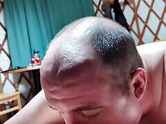 "Squirt Squirt in the Yurt" - Mister Moustache sucks bubba bear Rusty Piper&039;s cock until it shoots cum - cornfedMTdads