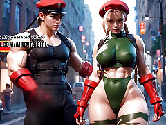 Street Fighter Cammy White cosplay Passionate Shirt Tear, Handjob, and Ecstatic Gym Ride Uncensored Hentai AI generated