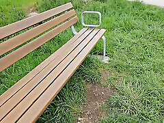Hair tie used as a penis ring and deposited on park bench