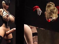 Rough BDSM futanari anal fuck with a busty Harley Quinn