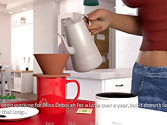 The beautiful maid made coffee and served it.