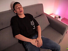 Hot Uncut Twink Jacobo Torres Jerking Inside a Condom Breaking It with His Big Cock and Shooting His Massive Cum Load