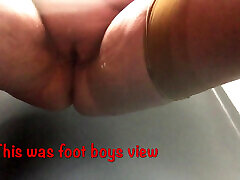 Mrs Mature Feet Peeing on her Footboy