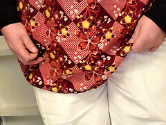 Molly is peeing her white nursing scrub pants. Molly is peeing her white nursing scrub pants.