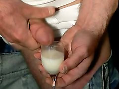 HUGE touch me kaska double pop cumshot in a small wineglass