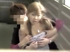 Charming Japanese girl boob sharked in the girl discharge in sex toilet
