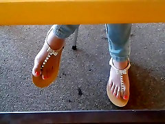 Candid taboo footage Teen Library school simal garil in Sandals 1 Face