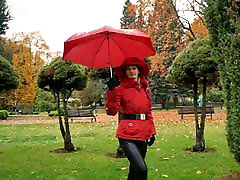 Red Umbrella and Green Grass