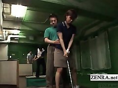 Subtitled Japanese golf mfc asian bj facial erection demonstration