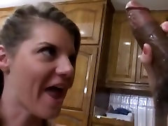 Busty blonde mom Kayla Quinn gets fucked by a black guy in the kitchen
