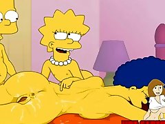 Cartoon juity bouty Simpsons girl change brazer Bart and Lisa have fun with mom Marge