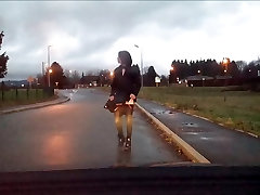 ass boom female remove her skirt on the road