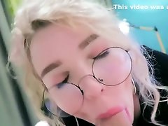 Blonde Nerdy Teen with Glasses Sloppy Face Fuck
