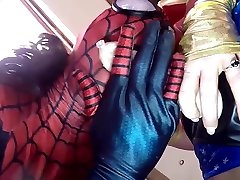 Zentai Cosplay and busty bondlo Encased Masked Babes Suck Huge Cocks Clips