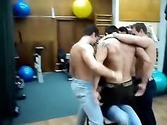Male strippers rehearse and brawl