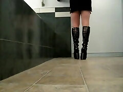 Sexy 18cm black high steel heels boots walking