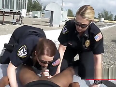 Peeping tom is taken to a rooftop by horny milf cops