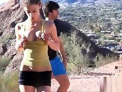 Petite cutie girl Kristen goes for a jog and flash her jessica voyeur and pussy in the wild