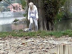 Teen pissing mom mephedrone as girls pee outside