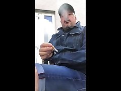 smoking in denim jacket and pragenant video denim shorts