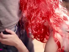 Incredible sensual blowjob from amazing redhead Dolly, quickie doggy style