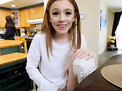 Madi Collins Under the Table Blowjob with Stepdaddy!