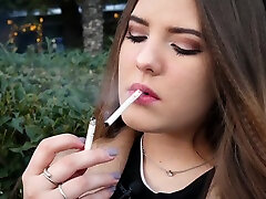 Russian Girl Spends Her Lunch Break strip tease game 3 Cigs In A Row