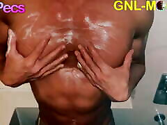 Hot physics exsam man in the shower gets nipple played!