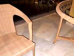 humiliating submissive boy in public, on the balcony, Spain