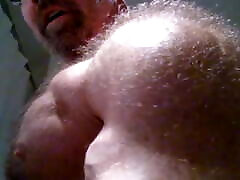 OMG ! Bald Hirsute Mature Shows His Hairy Back And Chest