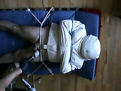 CBT and enjoying in the canvas straitjacket CBT and enjoying in the canvas straitjacket