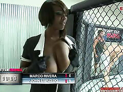 Brunette Teen with pierced tits gets a huge boob cumshot