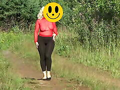 Transparent lady in black thot facial leggings