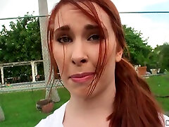 Redhead Melody Jordan plays tennis and then gets rammed