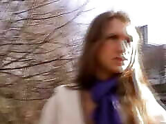 A hot blonde chick from Germany pleasing a hard pecker in public