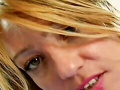 Small titted German lady dildoing her shaved twat