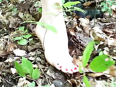 Goddess Gloria humiliating her slave in the woods