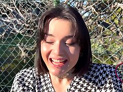 Smiley latex twerking sucks two dicks and cums from school drug trance penetration